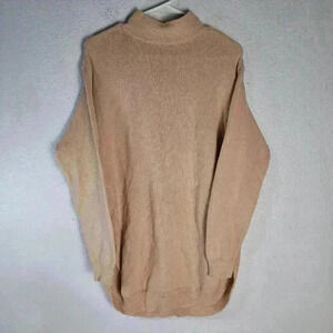 Chicos Sweater Tunic Pullover Knit Size 2 Women's L Peach Mock Neck Long Sleeve
